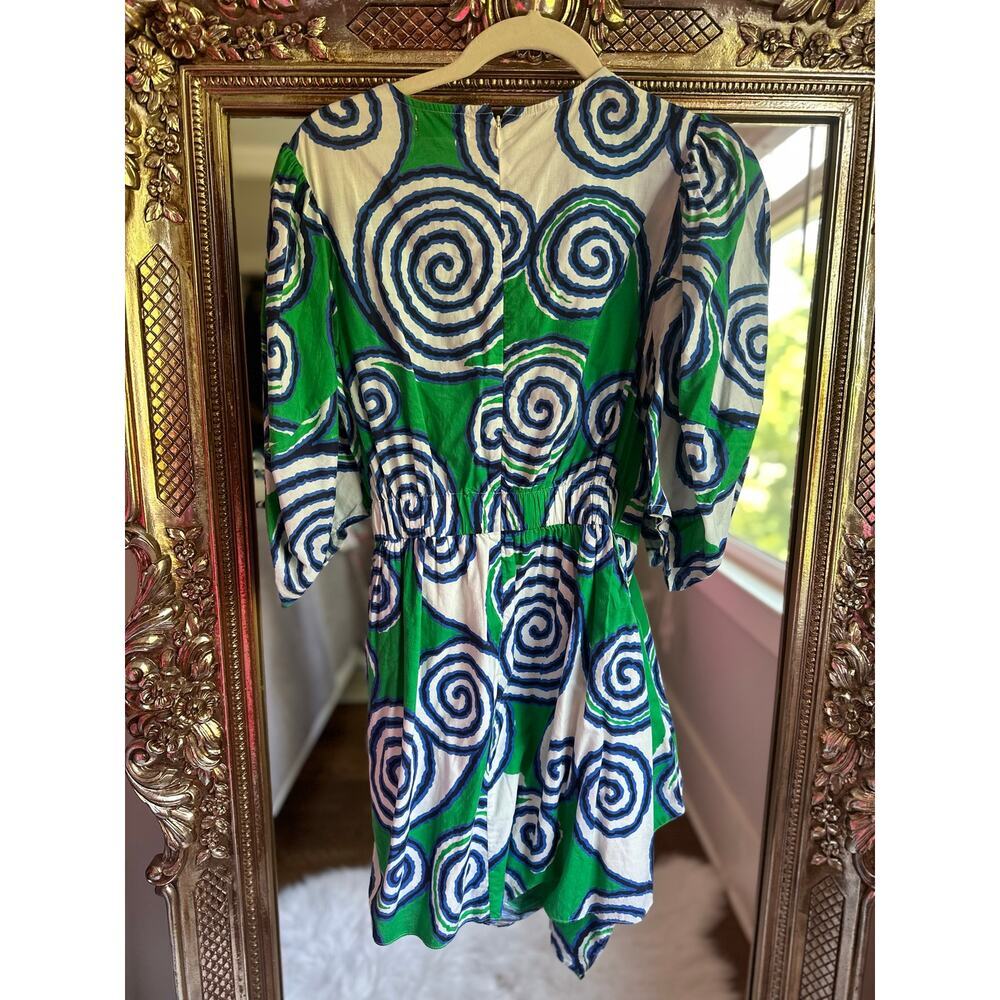 RHODE Pia Graphic-print Mini Dress In Green Blue Size 4 - Picture 4 of 4